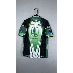 Louis Garneau Wood Is Good Universal Cycling Jersey Mens Small Green‎ Full Zip